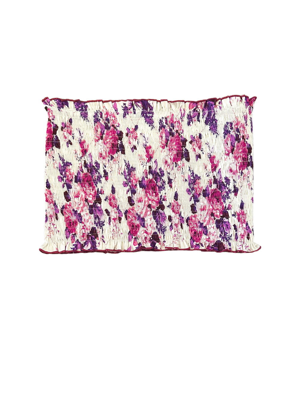 Floral patterned bandeau bra on a white background
