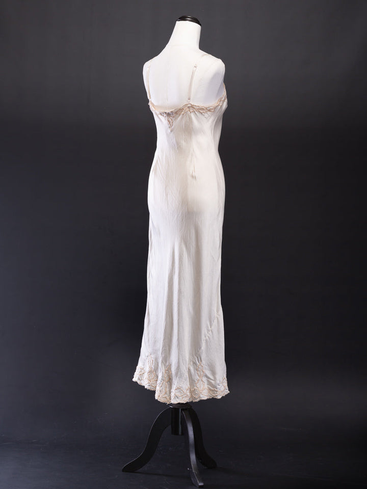 Silk Satin Slip Ivory with embroidery