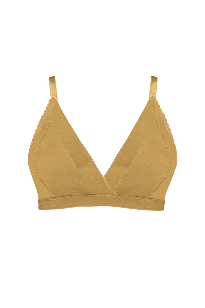 Organic cotton yellow bralette, bra for large bust, cotton bra in yellow