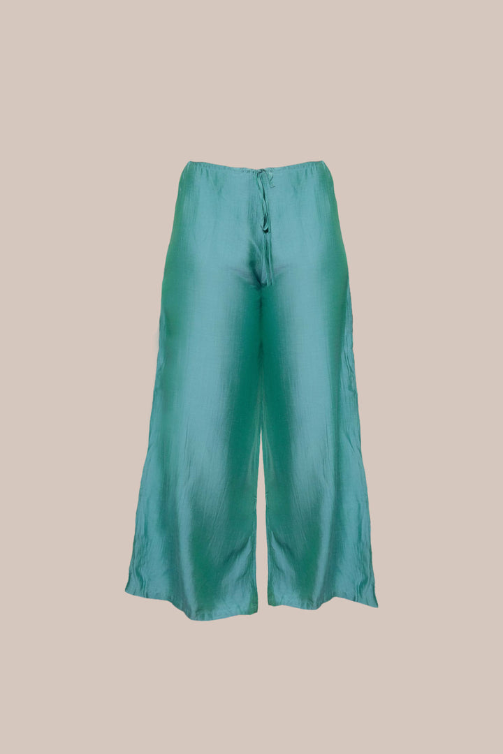 Lounge pants in silk-linen in Teal