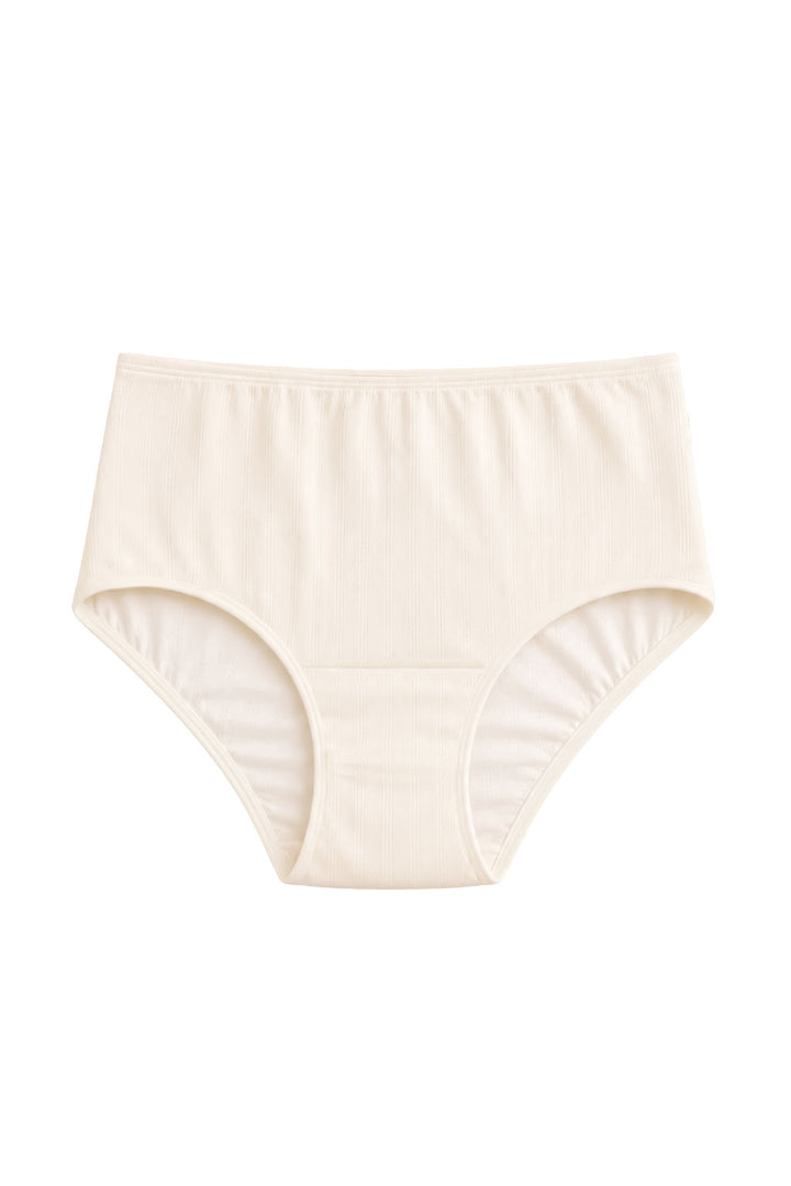 cream pointelle mid rise underwear on a white background