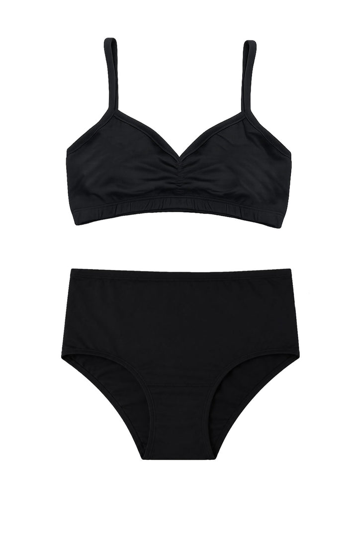 Tokyo Crop Bra and briefs set in black