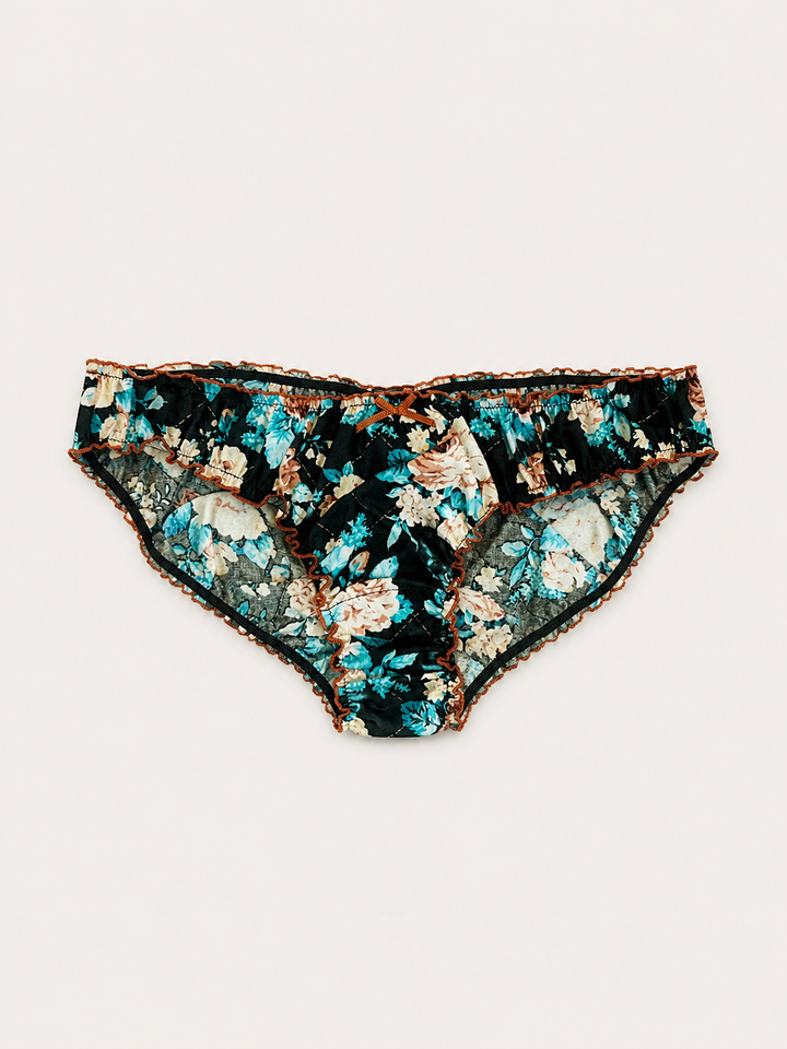 Floral patterned underwear on a white background