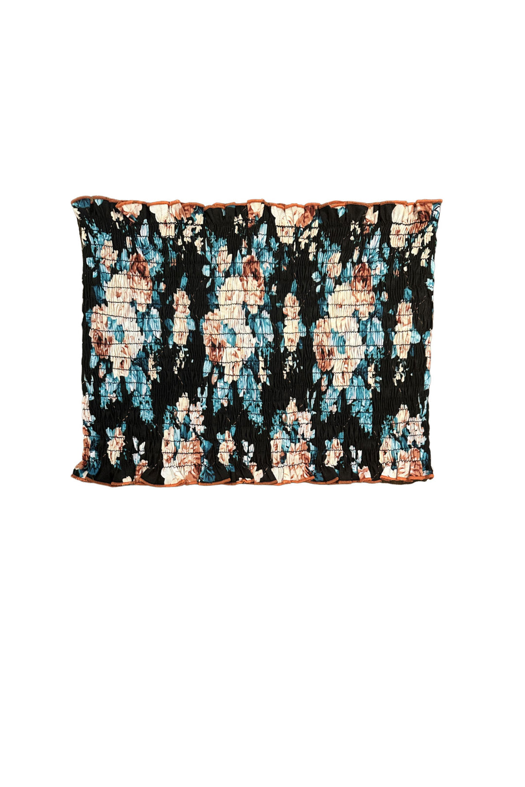 Floral patterned bandeau bra on a white background