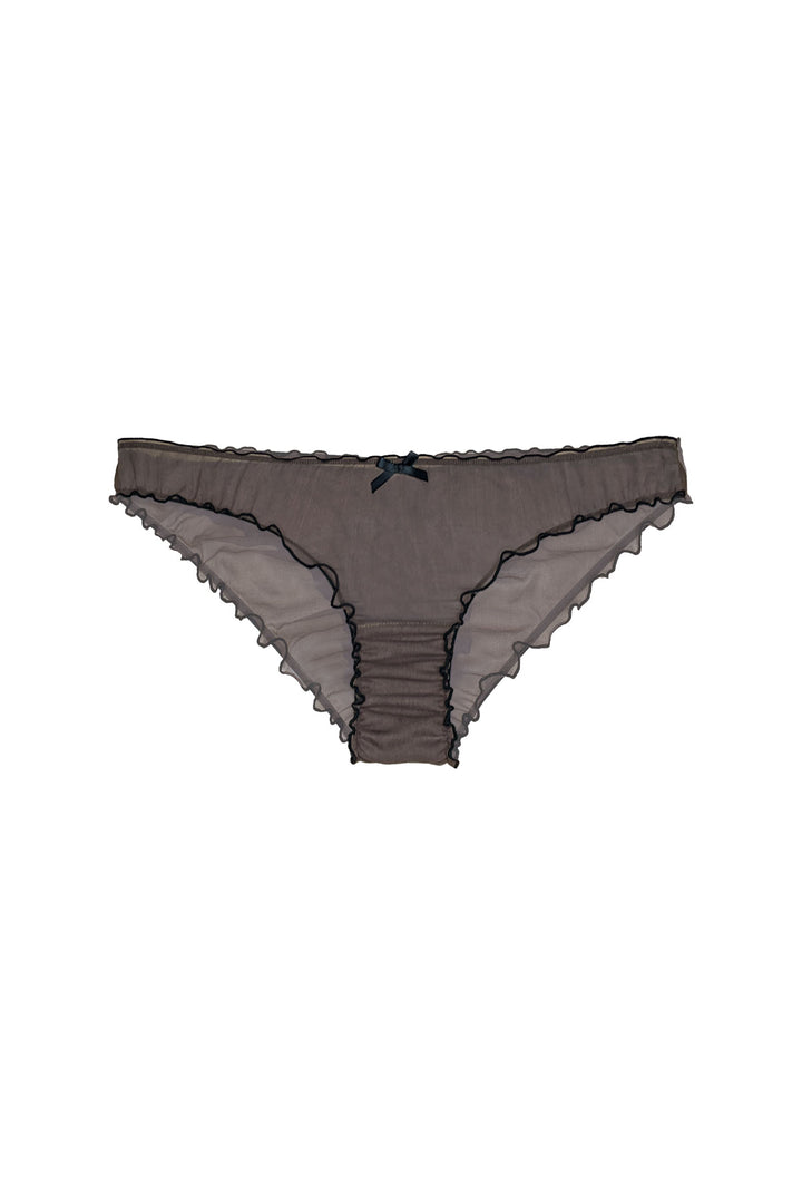 Ruffle knickers in silk chiffon in Mocha