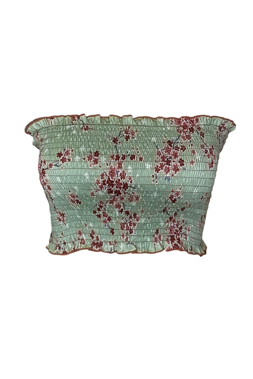 Floral-patterned cotton bandeau on a white background