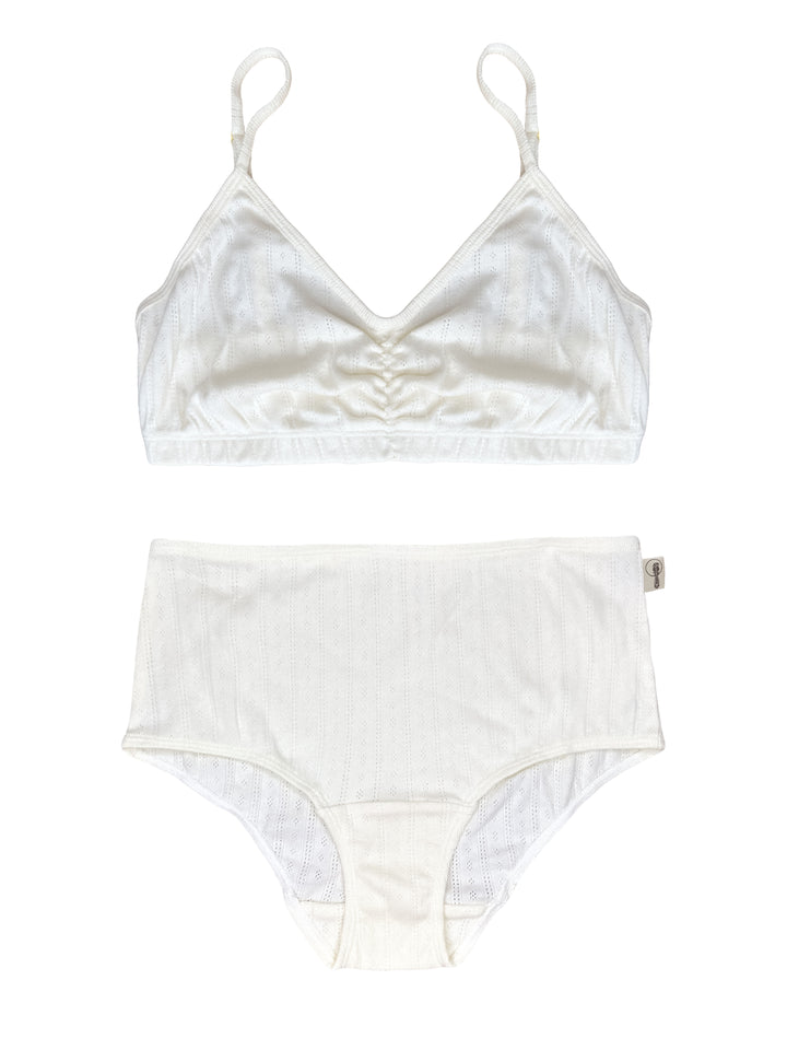 Pointelle Crop Bralette & Full Brief Set