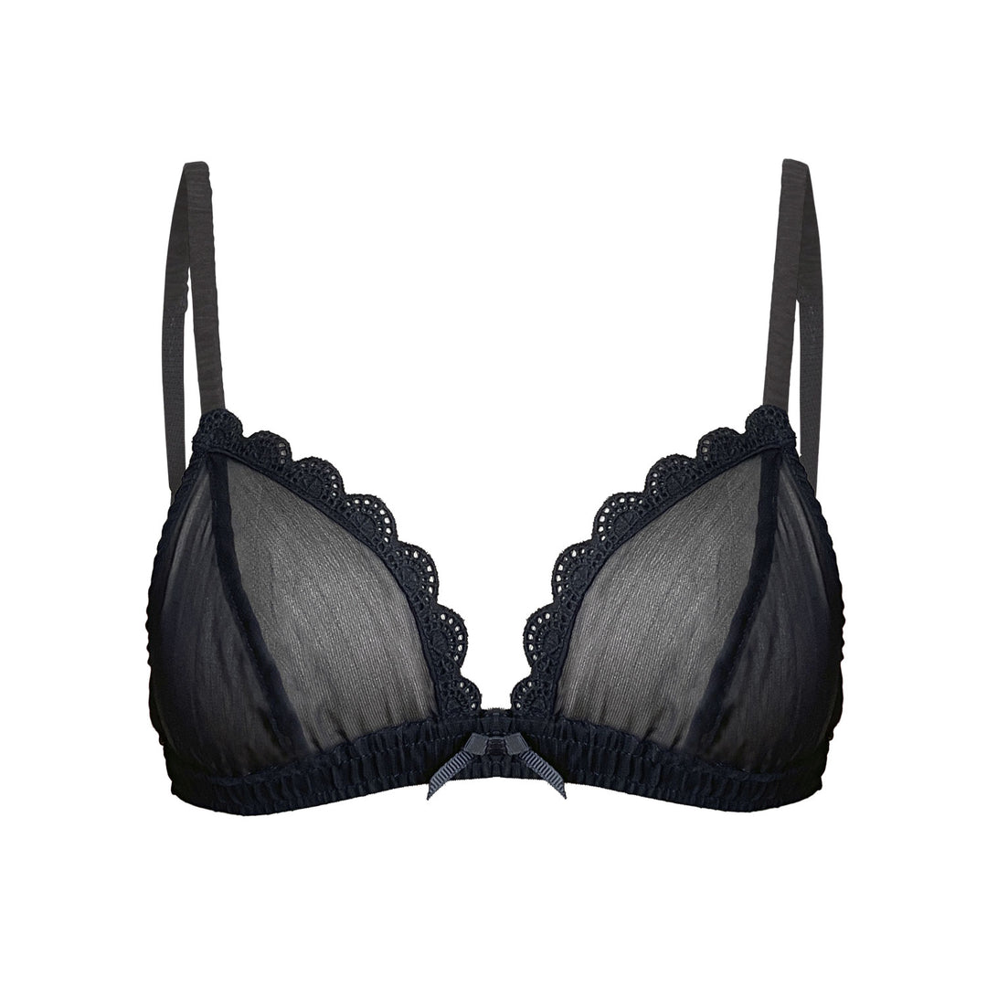 Bella bralette in silk chiffon in black (made to order)