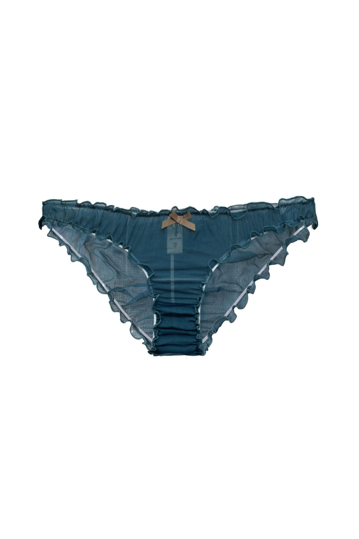 Ruffle knickers in silk chiffon in teal