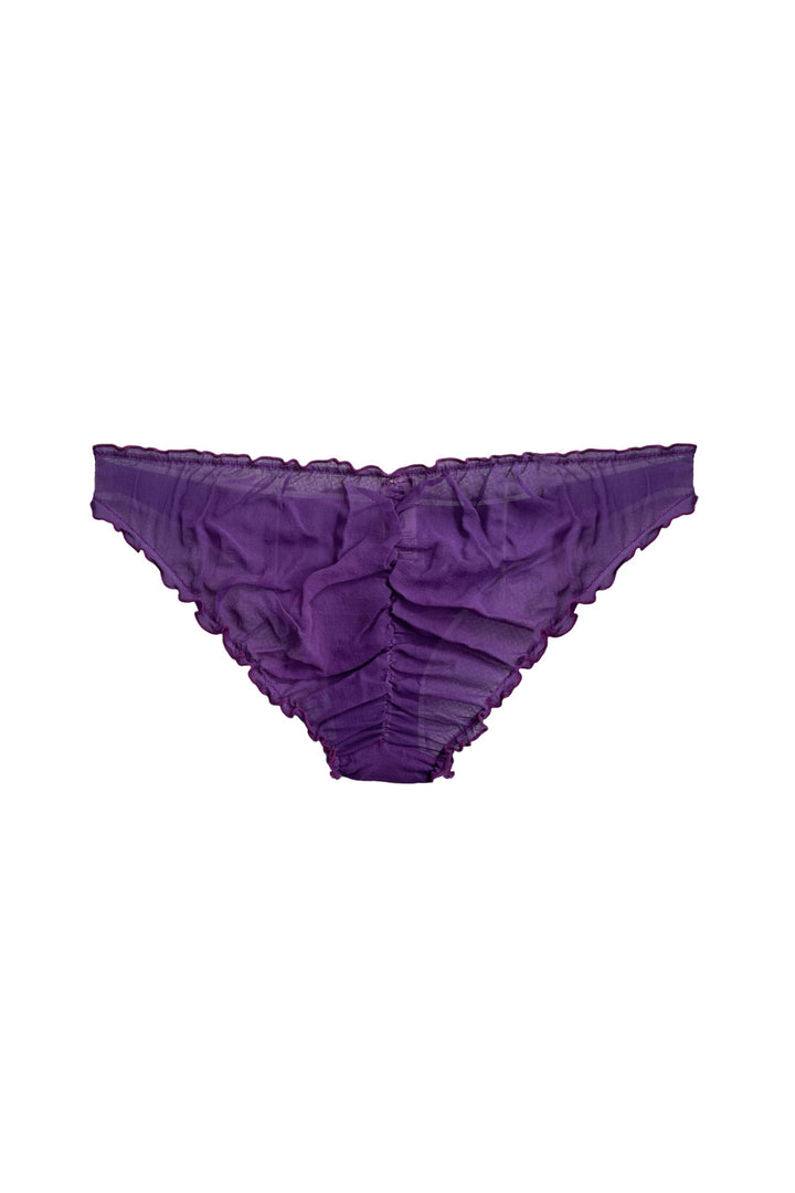 Ruffle knickers in silk chiffon in violet