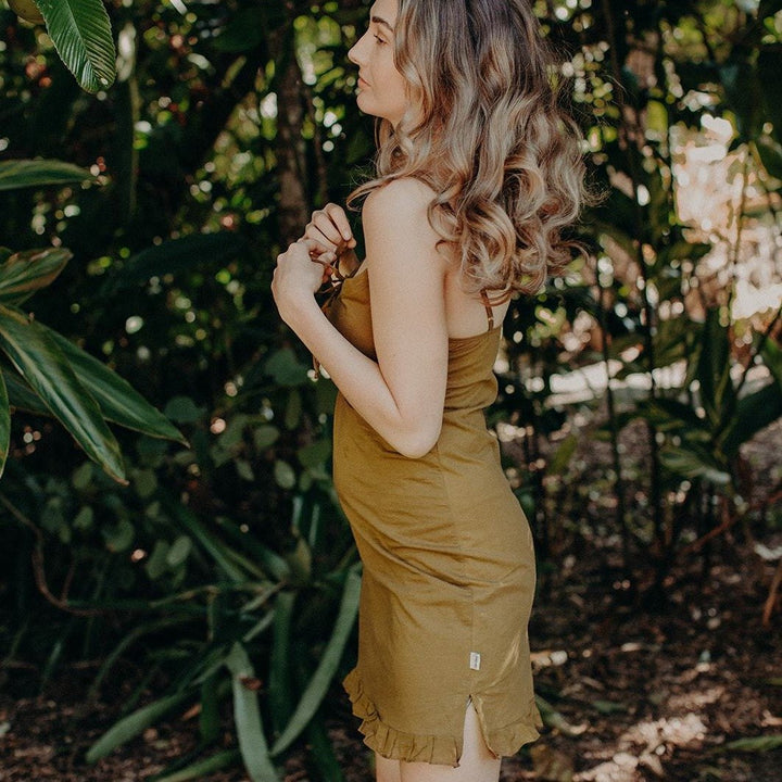 side view of organic cotton slip