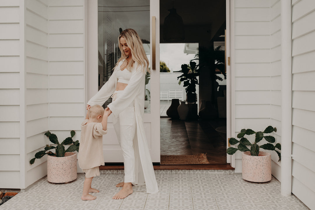 Zoe bamboo jersey robe in natural