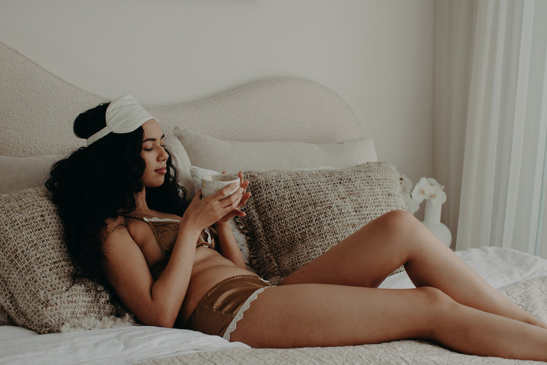 SOLD OUT Bella bralette & French Knickers set in almond