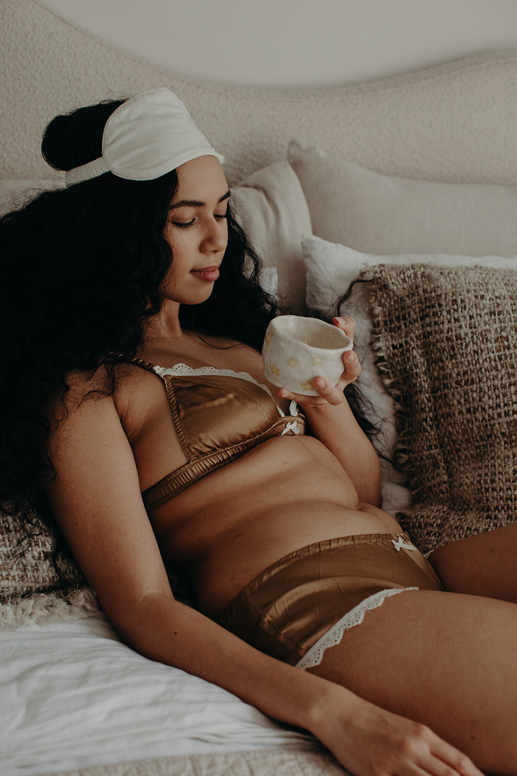SOLD OUT Bella bralette & French Knickers set in almond