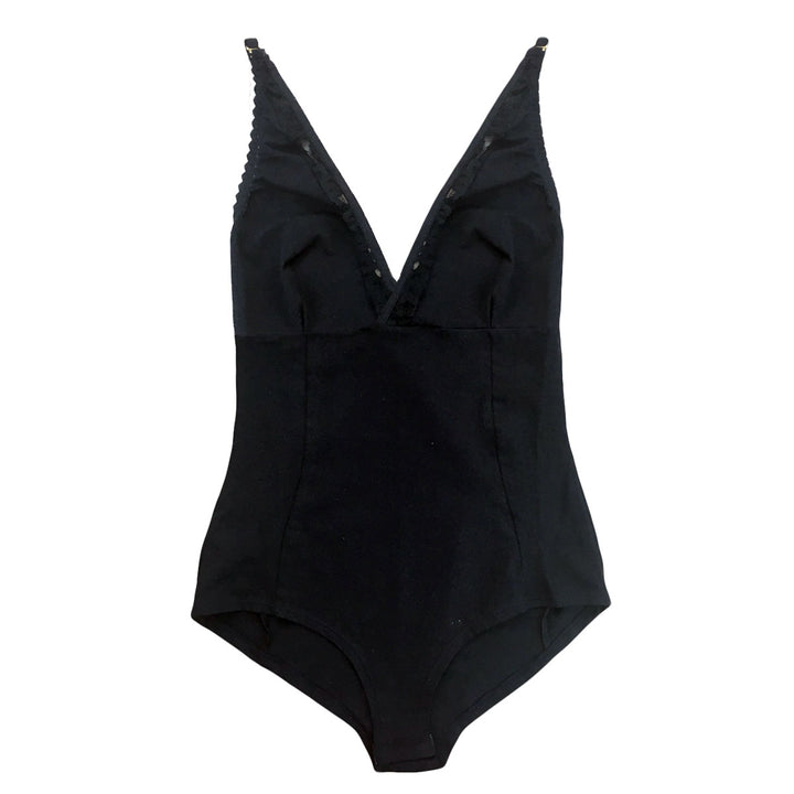 Black organic cotton bodysuit for DD cup