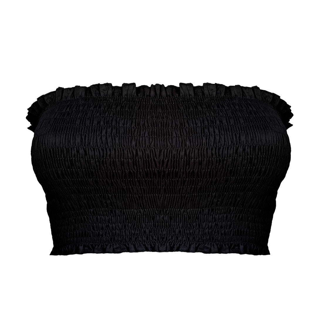 bandeau strapless bra top in black organic cotton