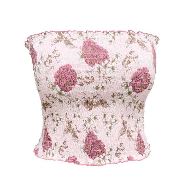 organic cotton bandeau in floral chinoiserie print