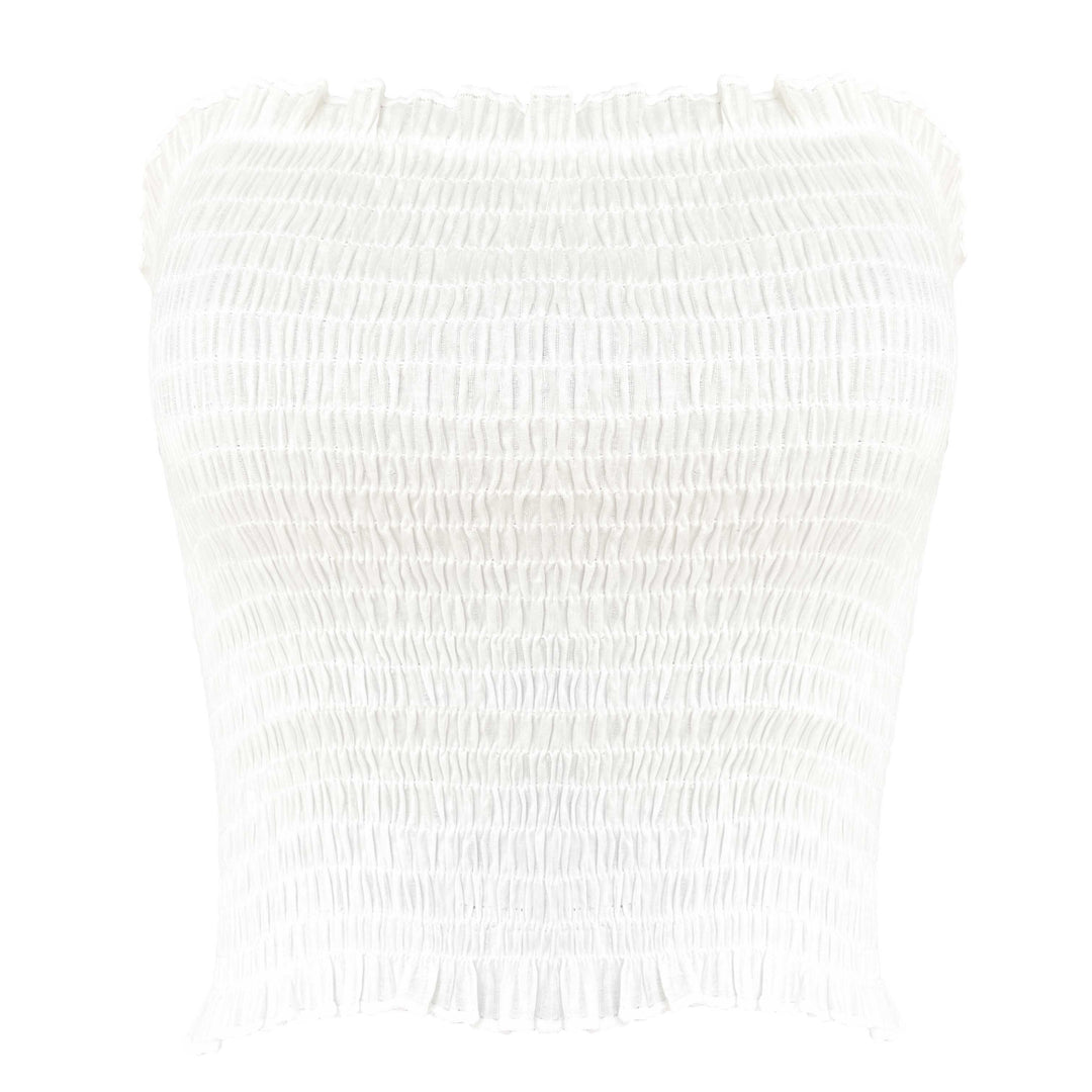 bandeau tube top in white organic cotton