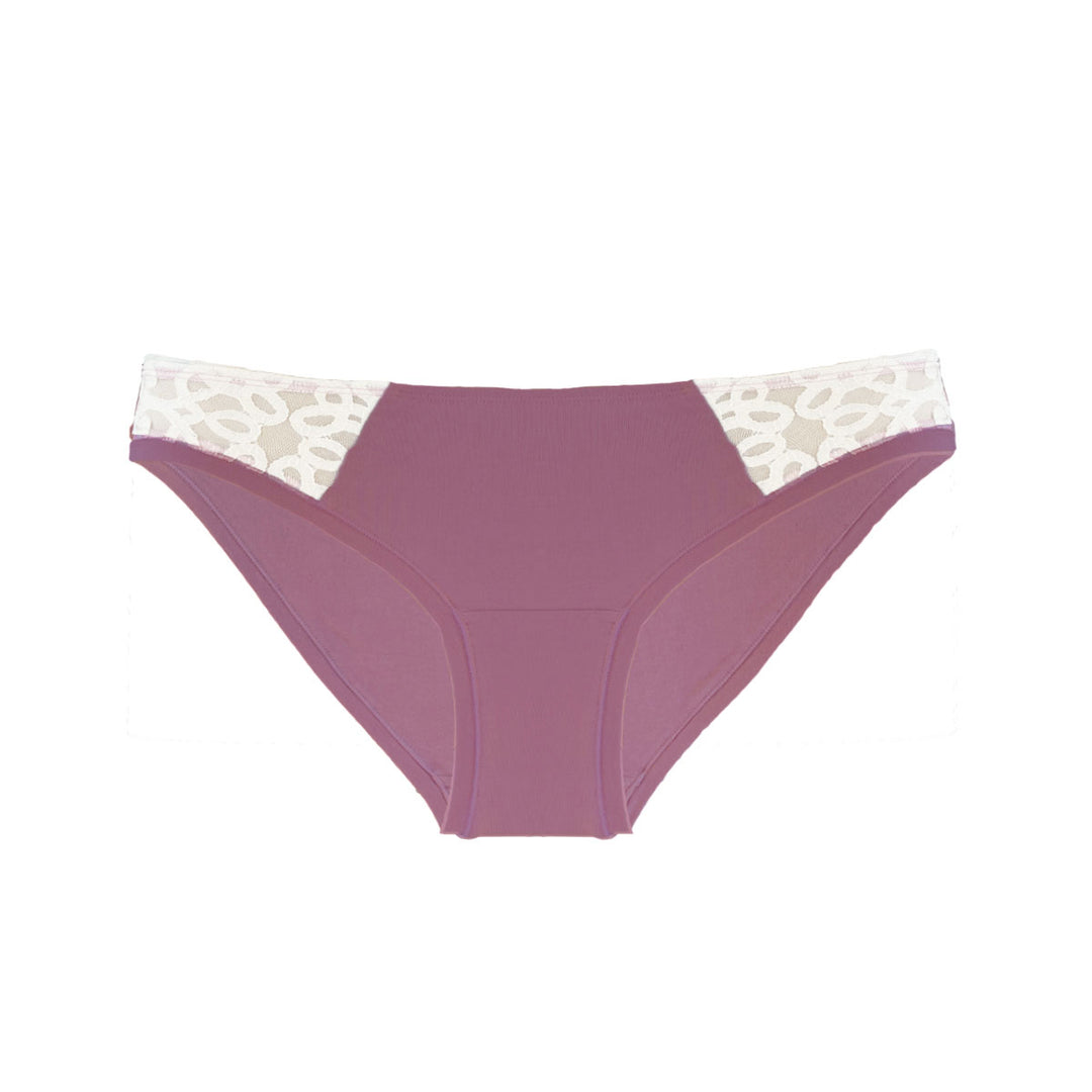 dusty pink bikini style underwear with lace, organic cotton underwear with lace, pink underwear