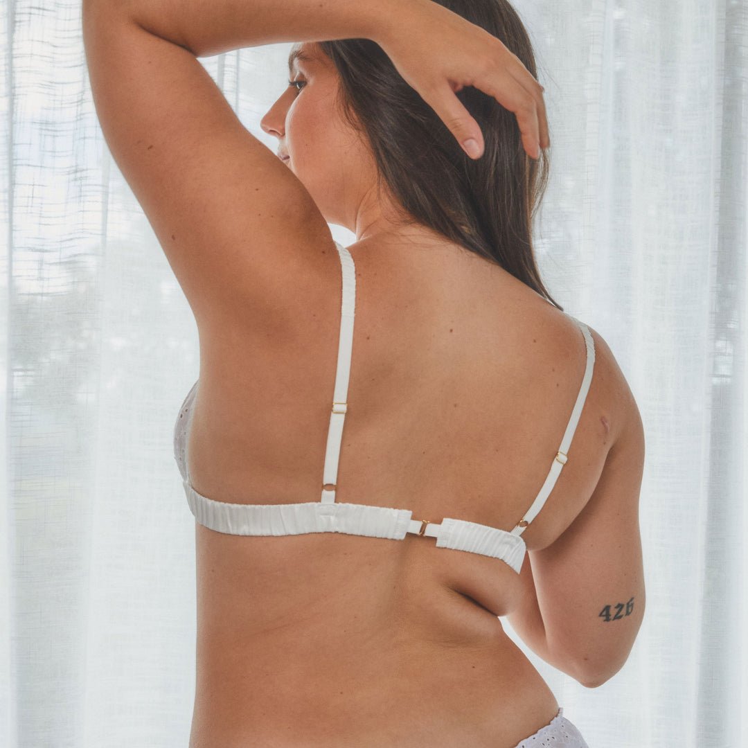 model showing back view of bralette