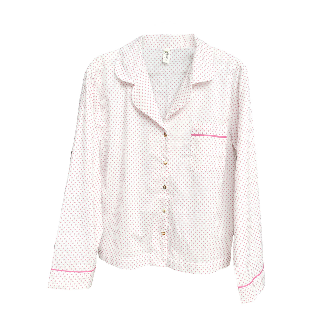 organic cotton pyjamas in pink polkadot