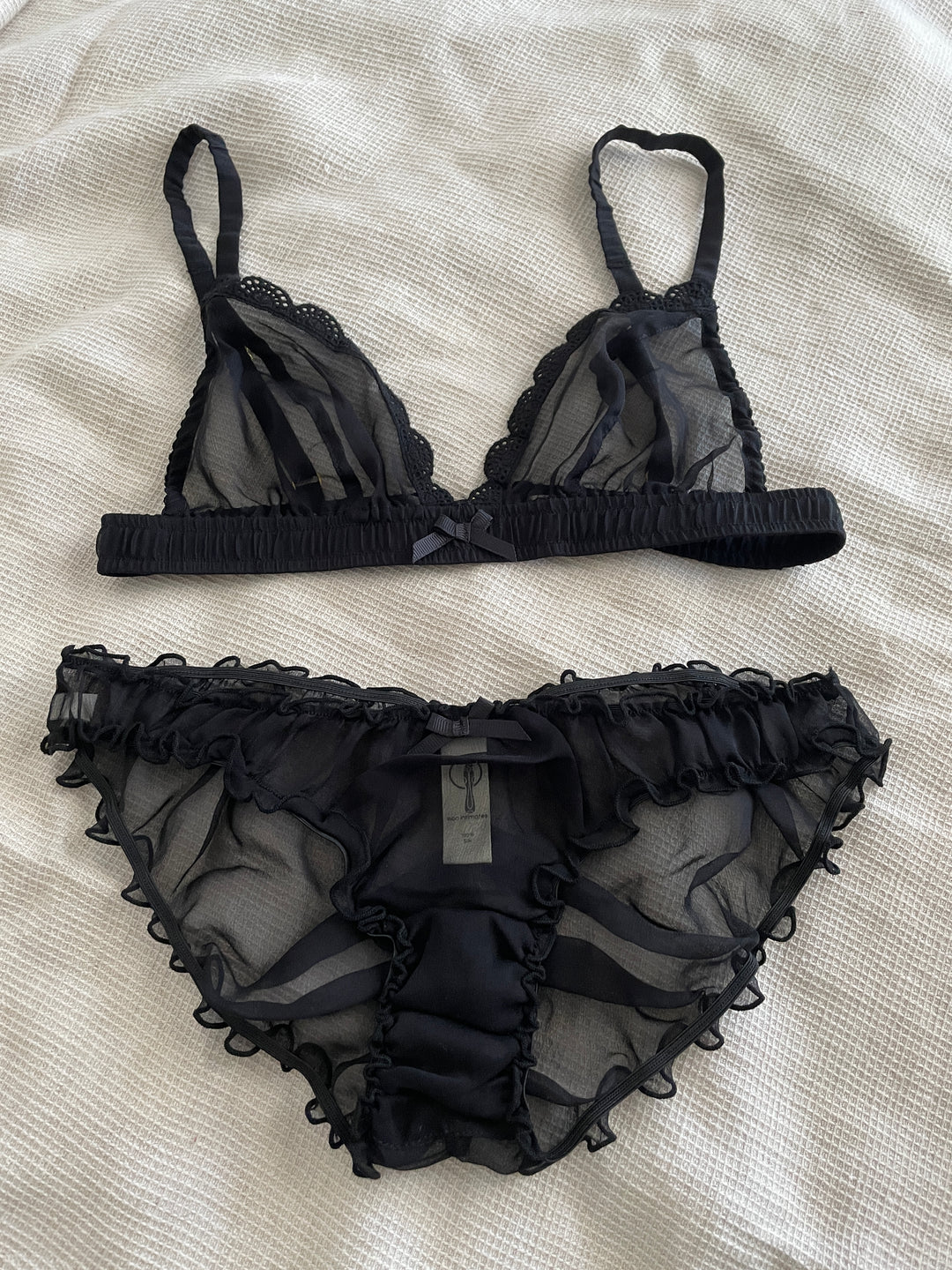 Bella bralette in silk chiffon in black (made to order)