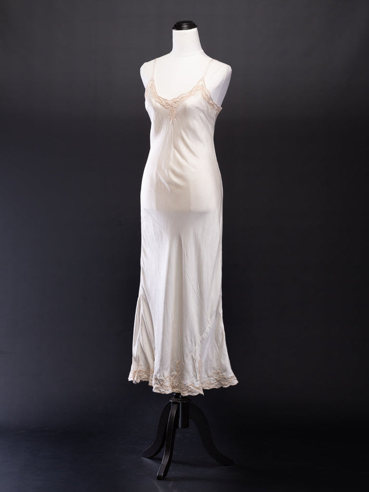 Silk Satin Slip Ivory with embroidery