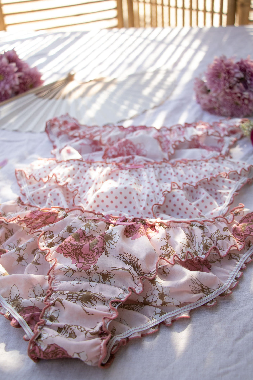 close up of floral printed organic cotton underwear