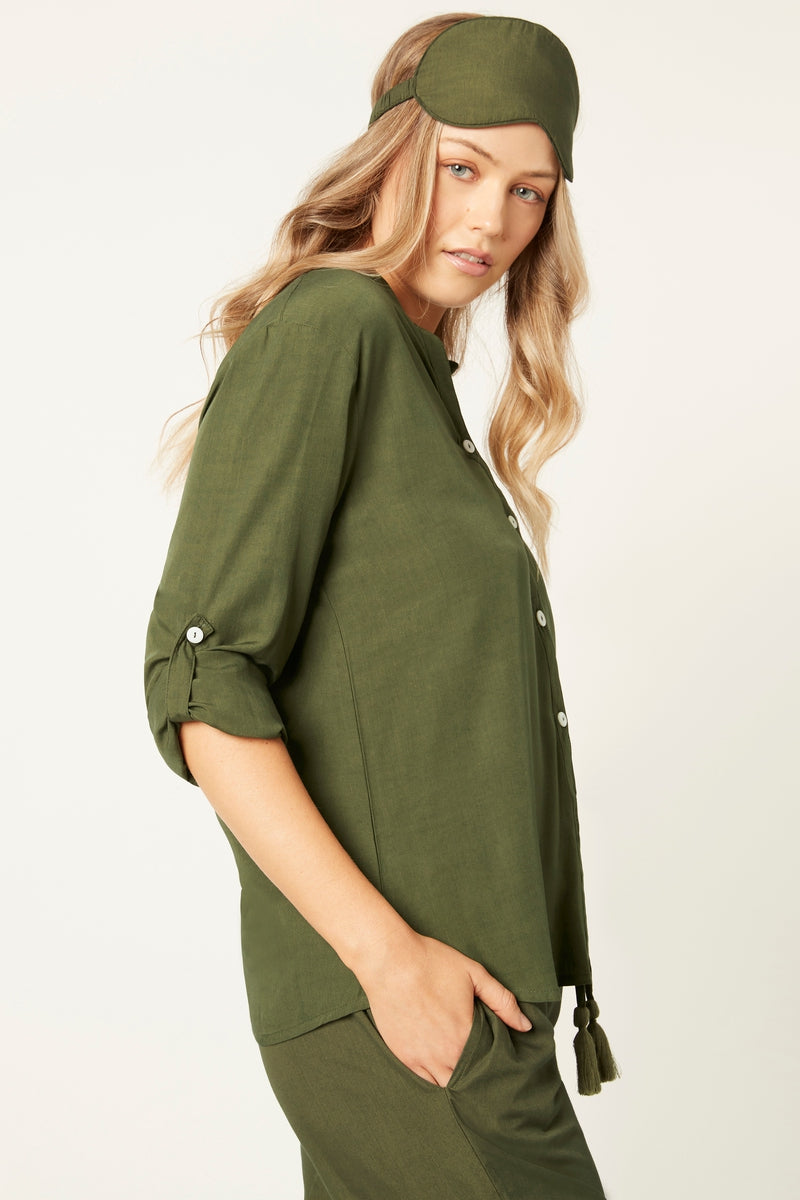 Sunday bamboo PJ shirt in Olive