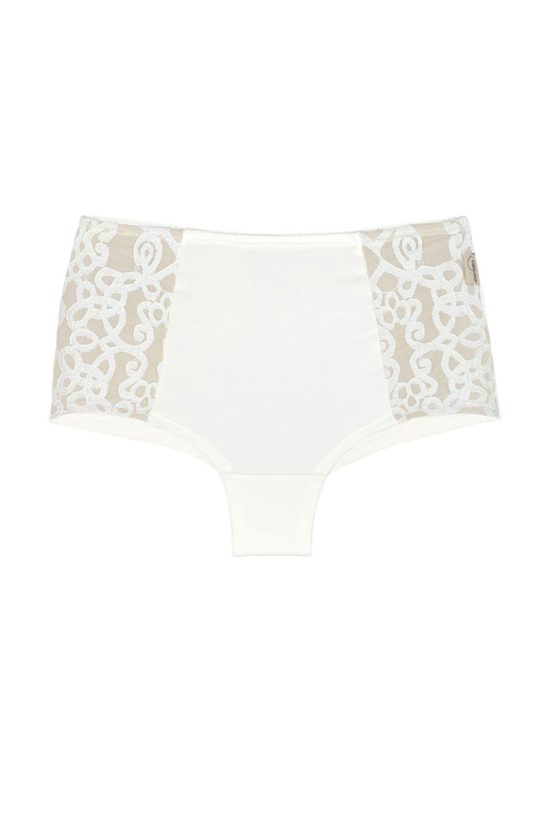 Sophia organic and lace high waisted knickers in natural