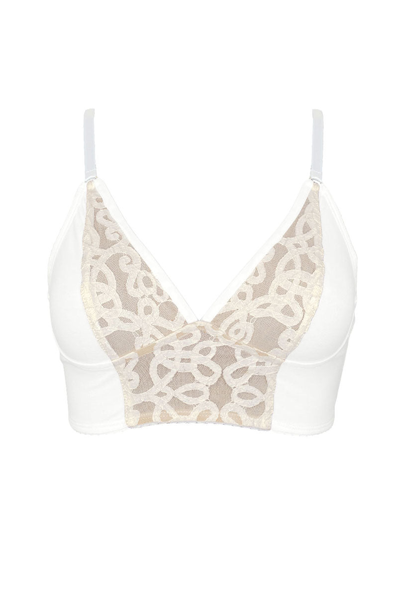 long line soft cup bra in organic cotton and lace