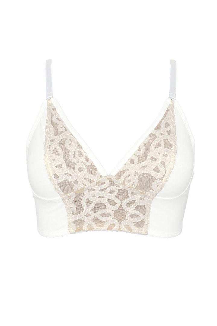 long line soft cup bra in organic cotton and lace
