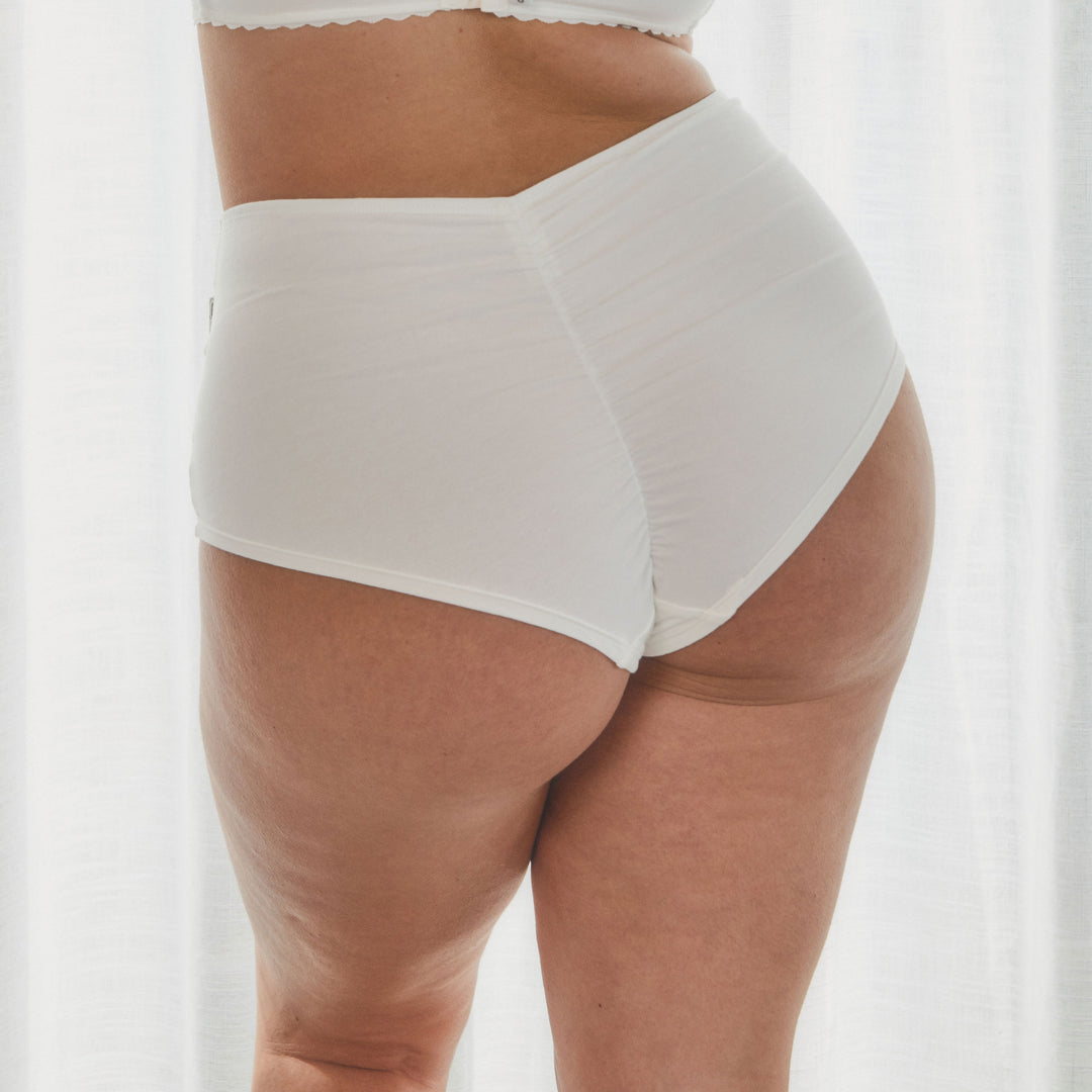Organic Cotton High Waisted Knickers in White