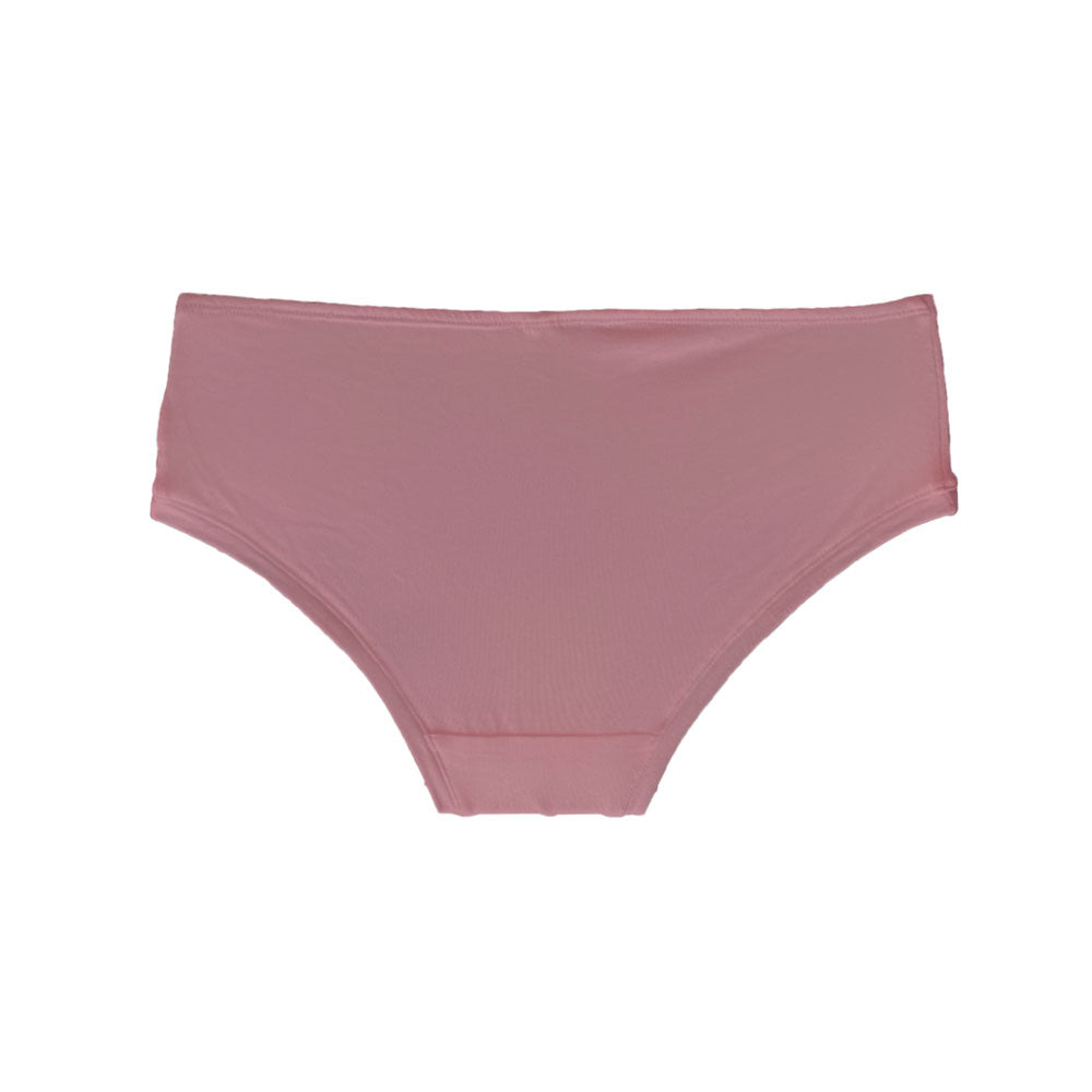 back view of boyleg style underwear in pink organic cotton