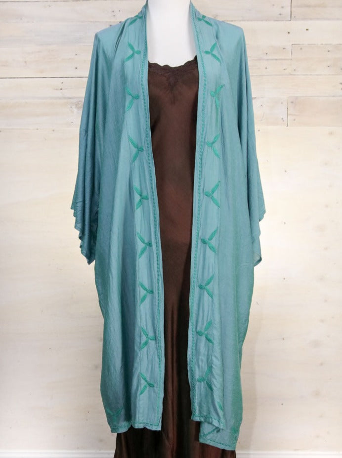 Stevie silk kimono in turqoise