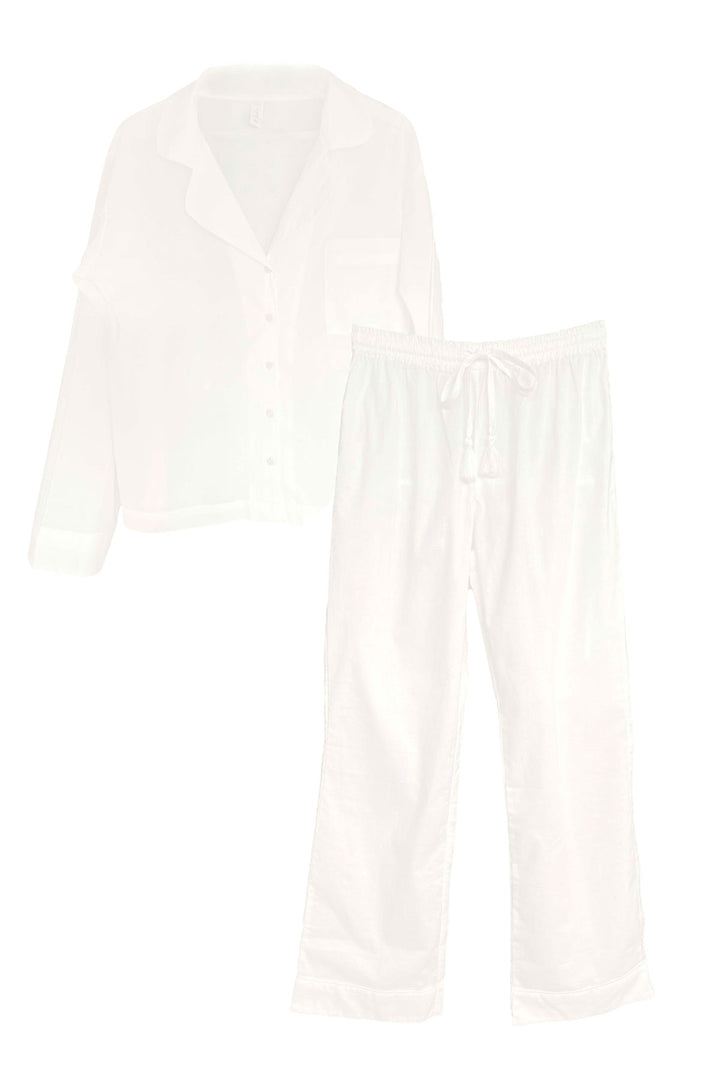 organic cotton voile Pyjama set in natural white