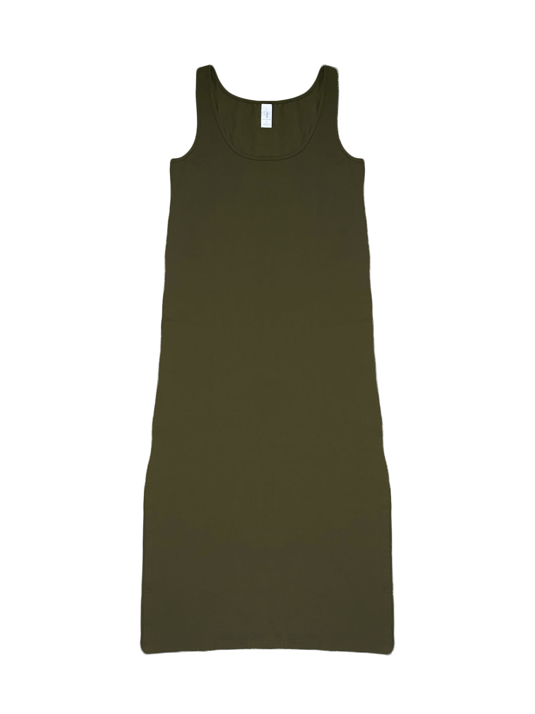 stretch tank dress in bamboo in olive colour