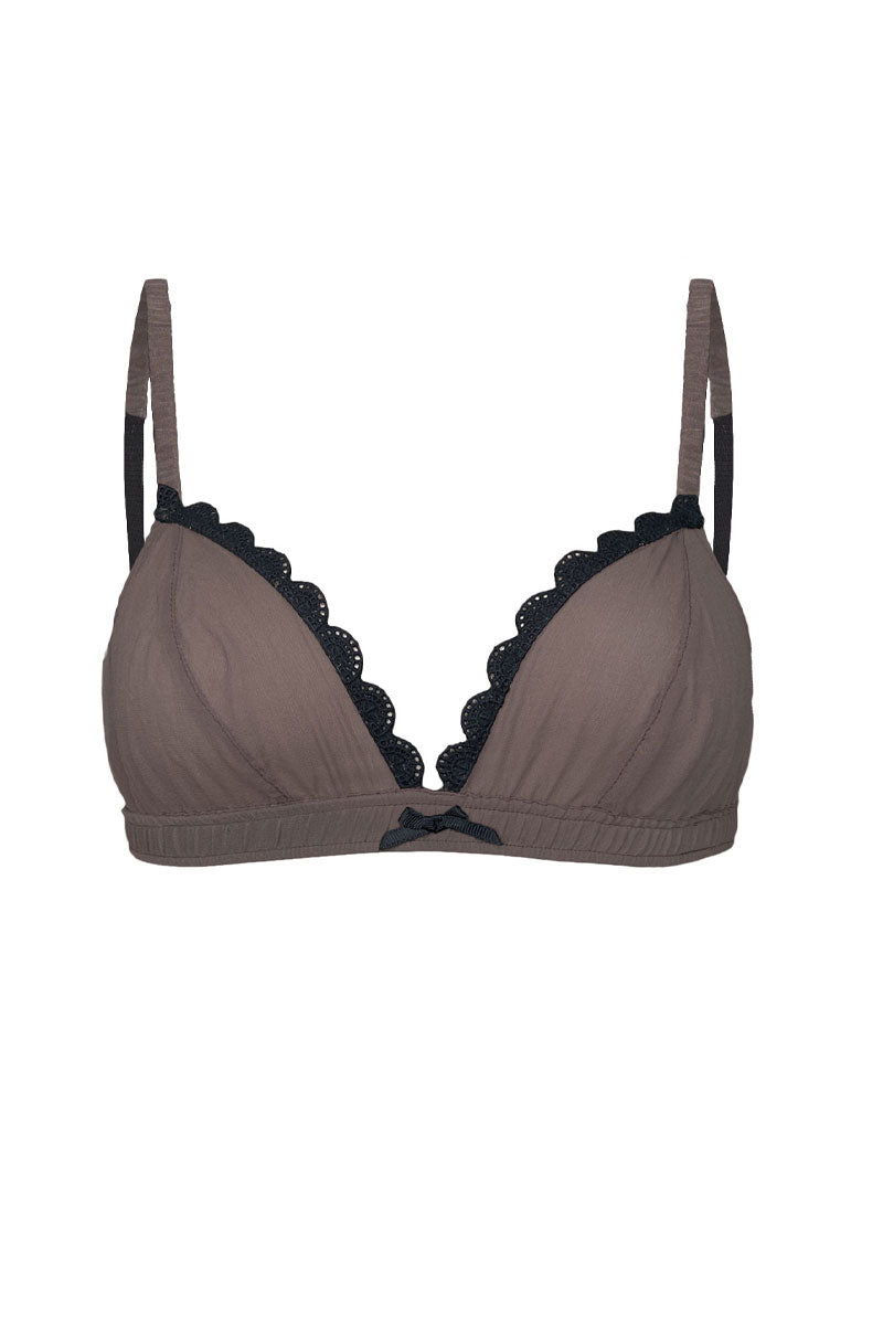 silk chiffon bralette in dark brown