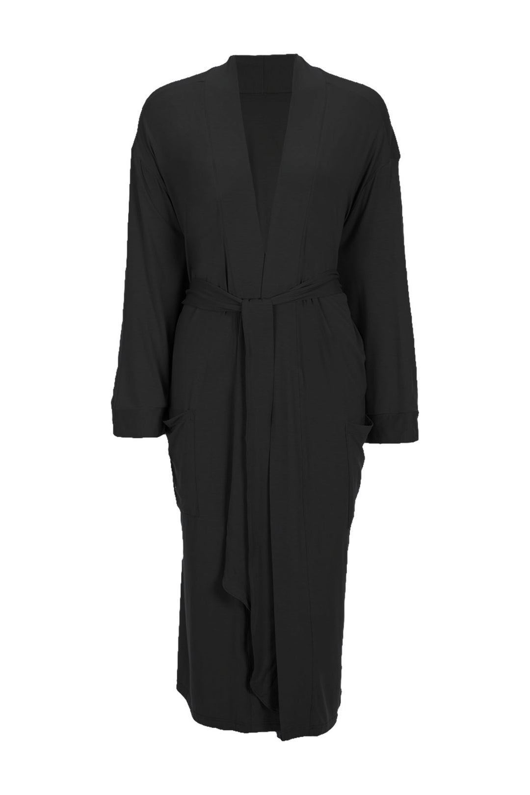 Zoe bamboo jersey robe in black