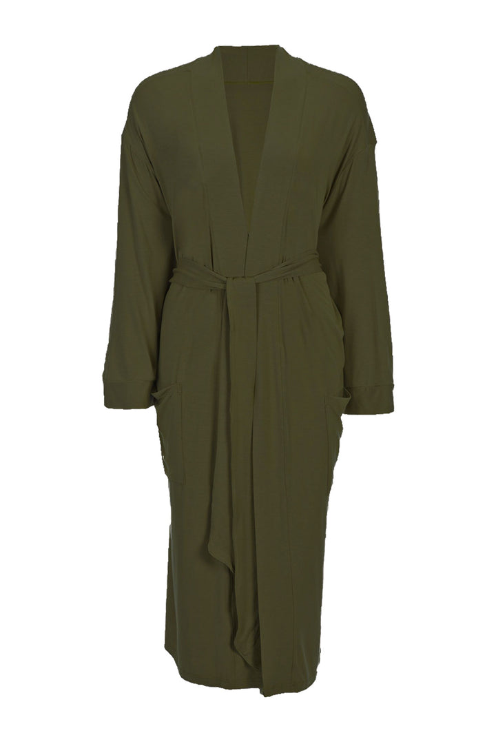 bamboo robe in olive green