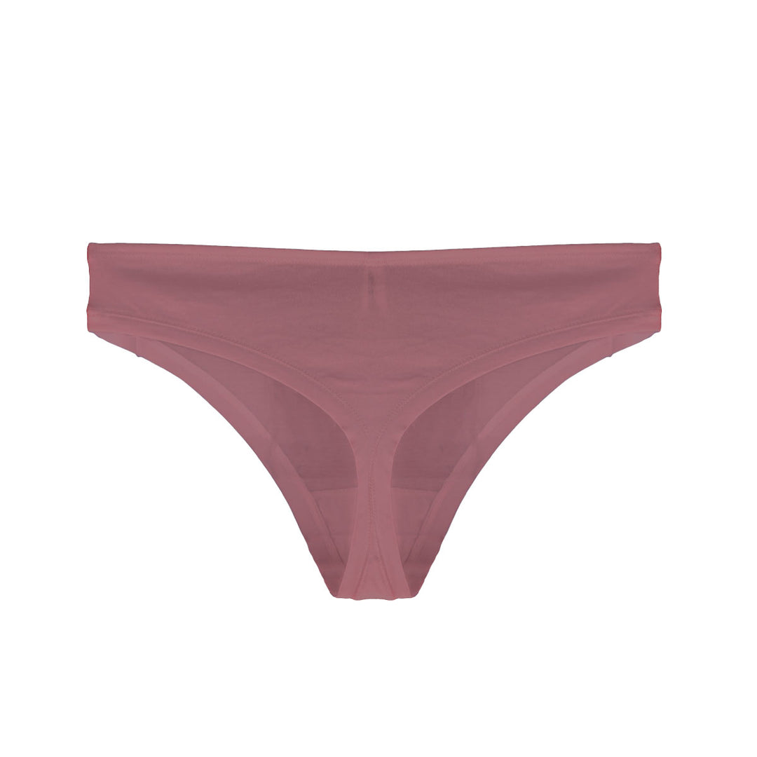 back view of pink thong in organic cotton